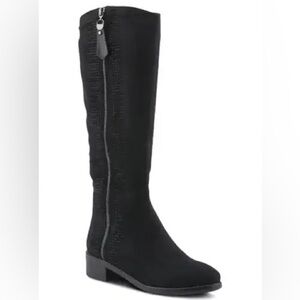 Azura Blackenbury tall zip up rhinestone faux suede Boots‎ black size 39 EU
